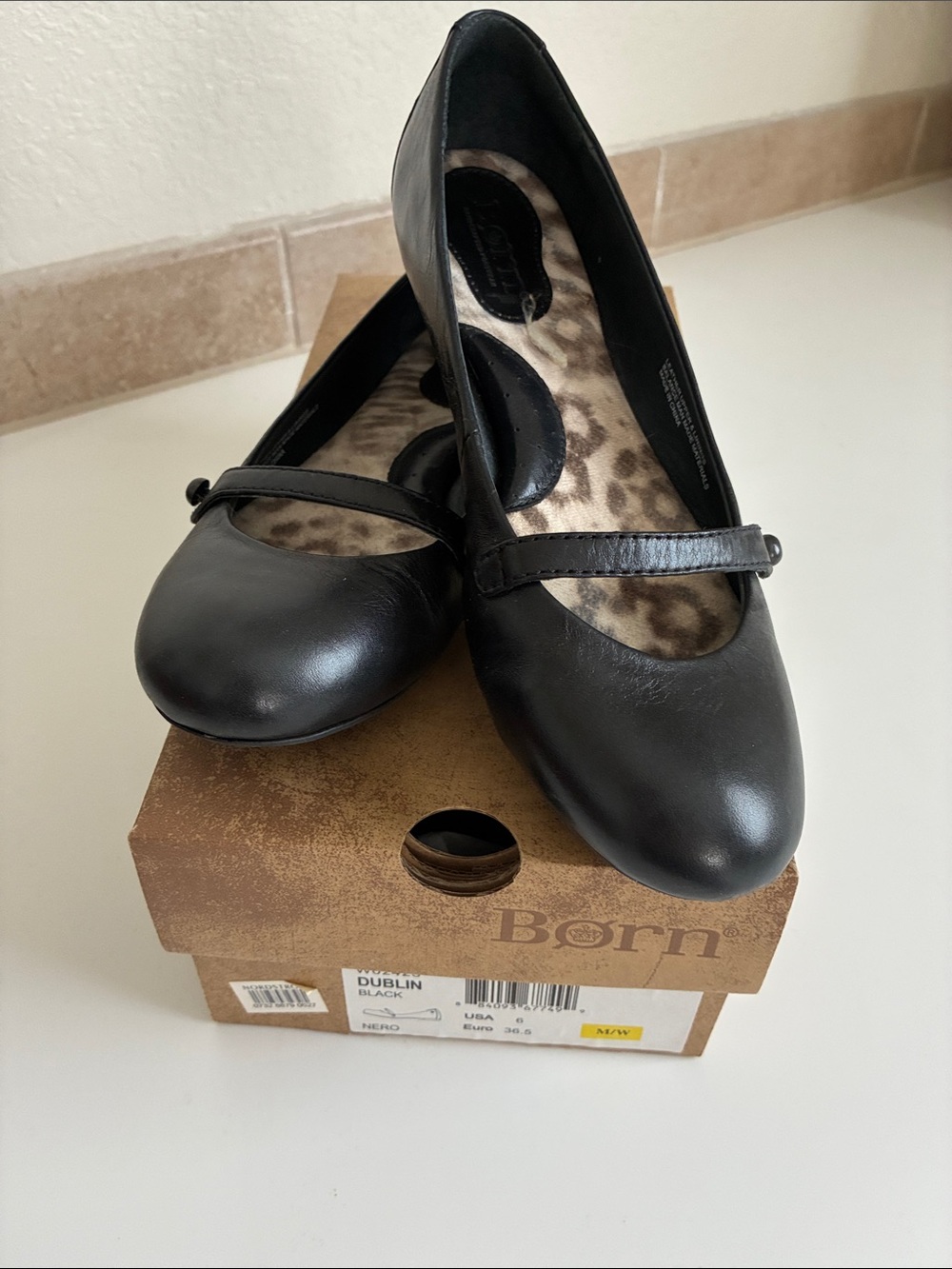 Born Black Dublin Leather Mary Jane Flats